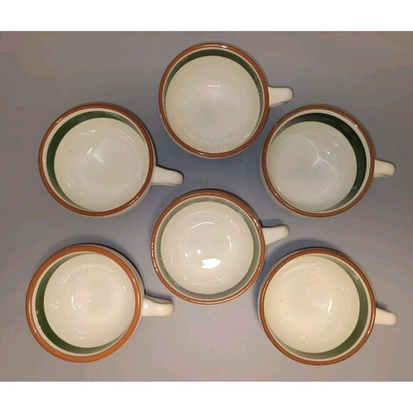 Stangl Pottery Coffee Tea Cups Set 6 Thistle Design Hand Painted Low Profile MCM - Picture 9 of 9